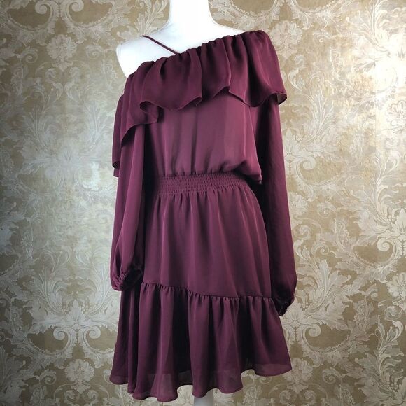 Parker Women's Asymmetric Sleeve A-Line Dress NWT - Picture 3 of 8